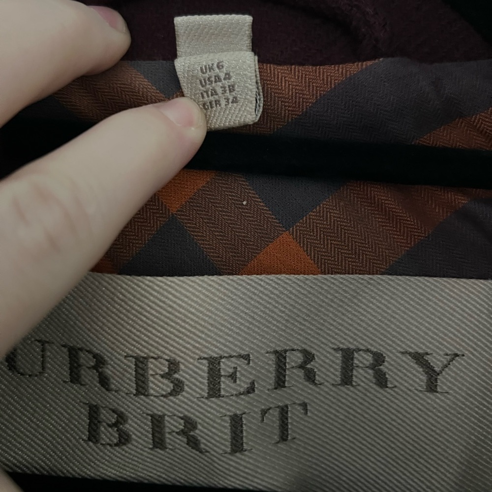 Burberry Brit Burgundy Wool Coat - Picture 4 of 9